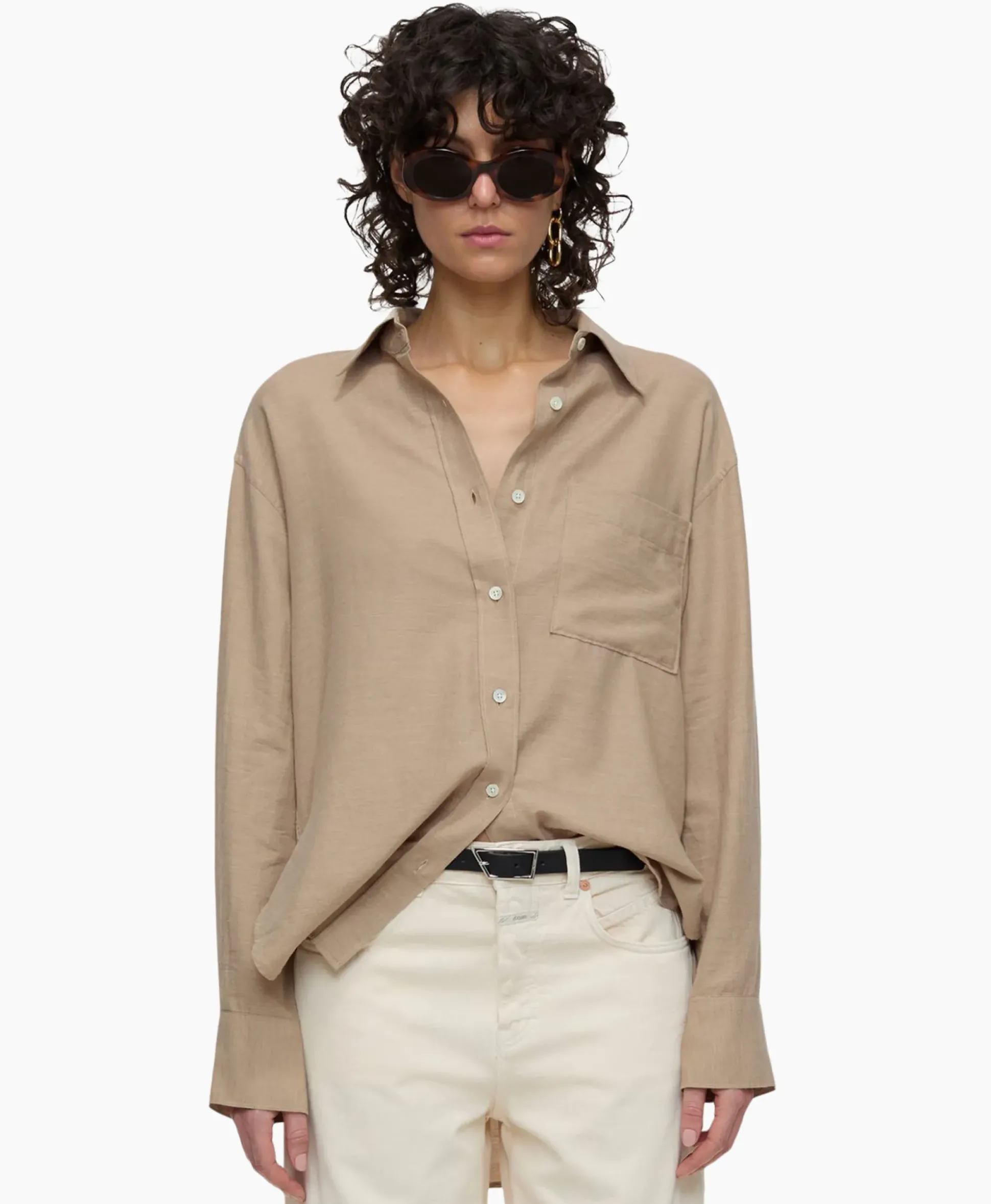 Closed Blouse Shirt With Pocket Grijs