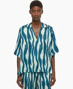 Closed Blouse Short Sleeve Blauw