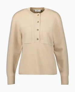 Closed Pullover Crew Neck Henley Beige