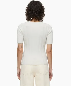 Closed Top Crew Neck Short Sleeve Ecru