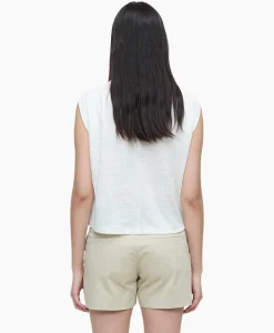 Closed Top Pleated Sleeveless Ecru