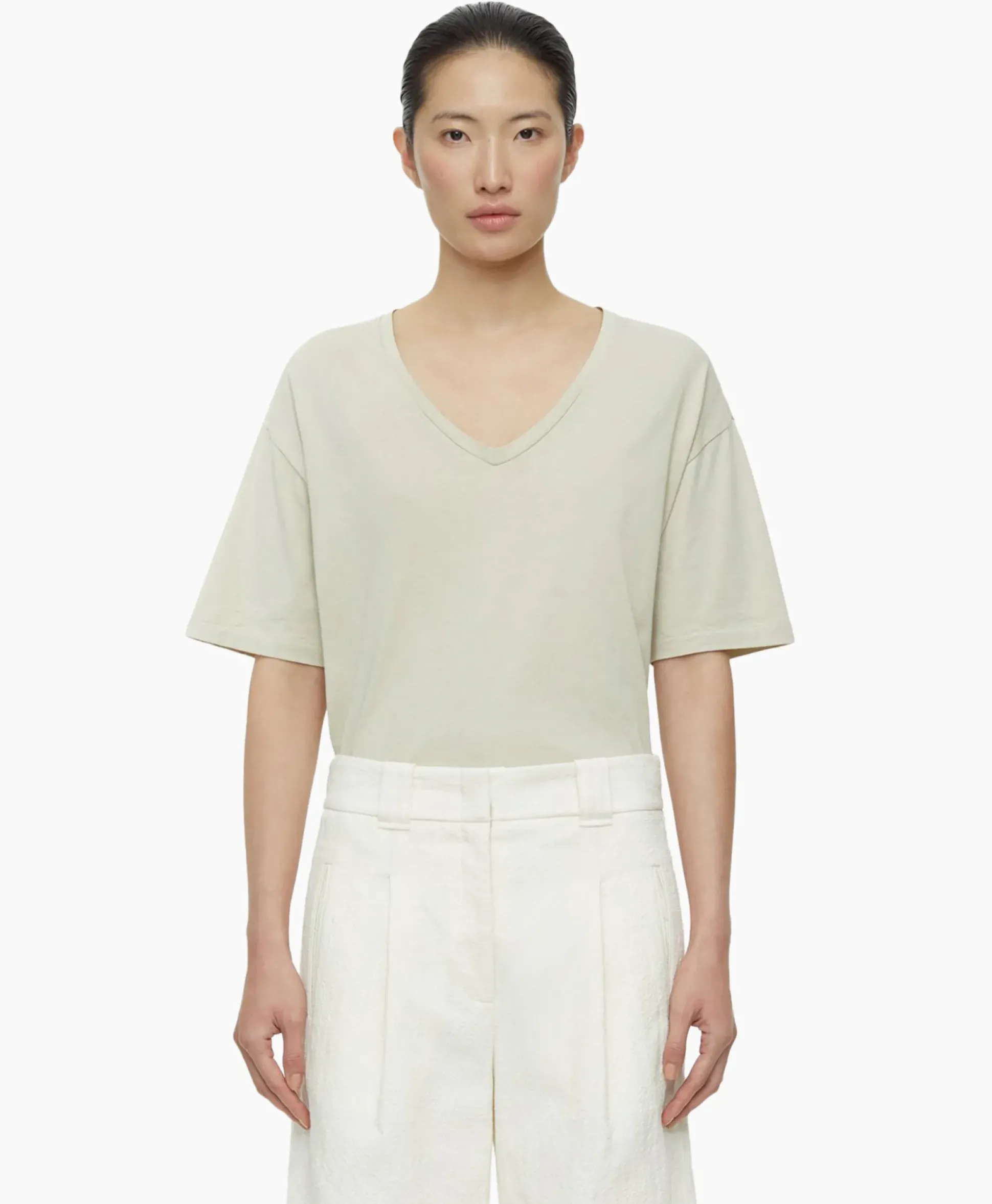 Closed T-Shirt Korte Mouw V-Neck Short Sleeve Ivoor / Naturel