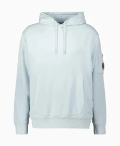 Cp Company Hoodie Cotton Diagonal Fleece Lens Licht Blauw