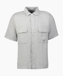 Cp Company Overhemd Linen Grijs