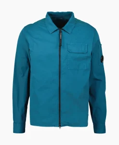 Cp Company Overshirt Gabardine Zipped Blauw