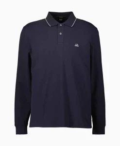 Cp Company Polo Stretch Piquet Regular Long Sleeve Donker Blauw