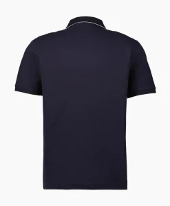 Cp Company Polo Stretch Piquet Striped Collar Donker Blauw