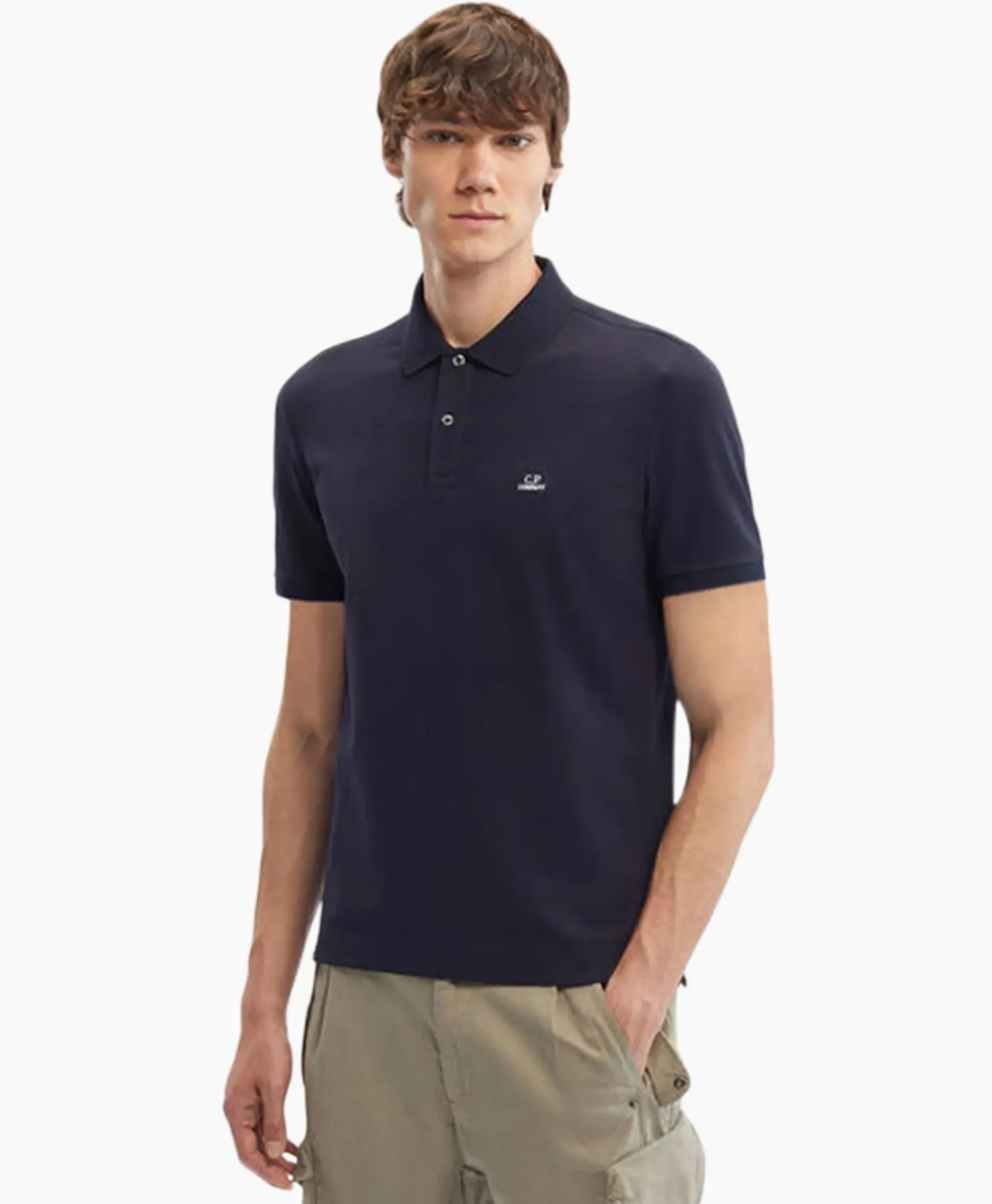 Cp Company Polo Stretch Piquet Regular Donker Blauw