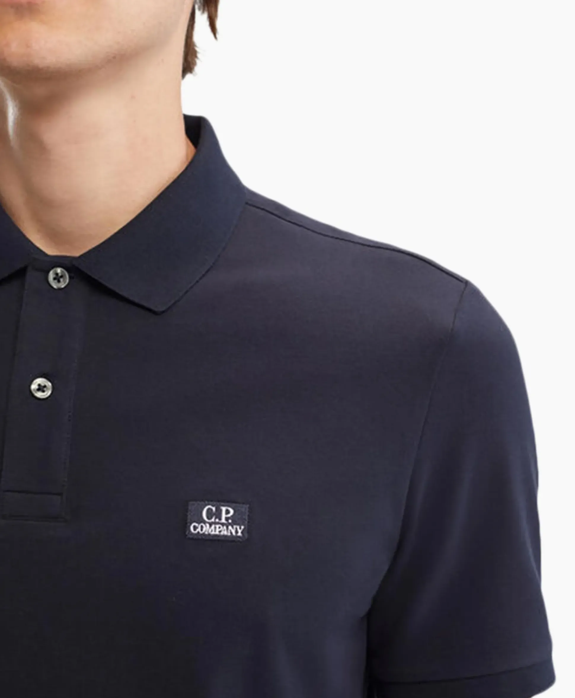 Cp Company Polo Stretch Piquet Regular Donker Blauw