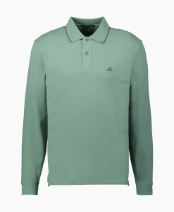 Cp Company Polo Stretch Piquet Regular Long Sleeve Licht Groen
