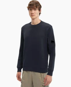 Cp Company Sweater Diagonal Raised Fleece Donker Blauw