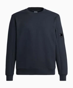 Cp Company Sweater Diagonal Raised Fleece Donker Blauw