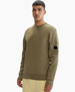 Cp Company Sweater Diagonal Raised Fleece Groen