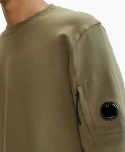 Cp Company Sweater Diagonal Raised Fleece Groen