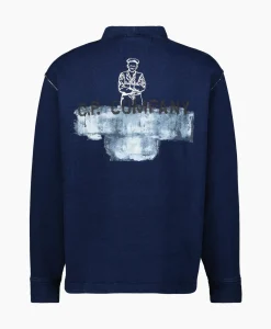 Cp Company Sweater Indigo Fleece Blauw