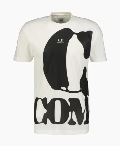 Cp Company T-Shirt Korte Mouw Jersey Relaxed Logo Wit