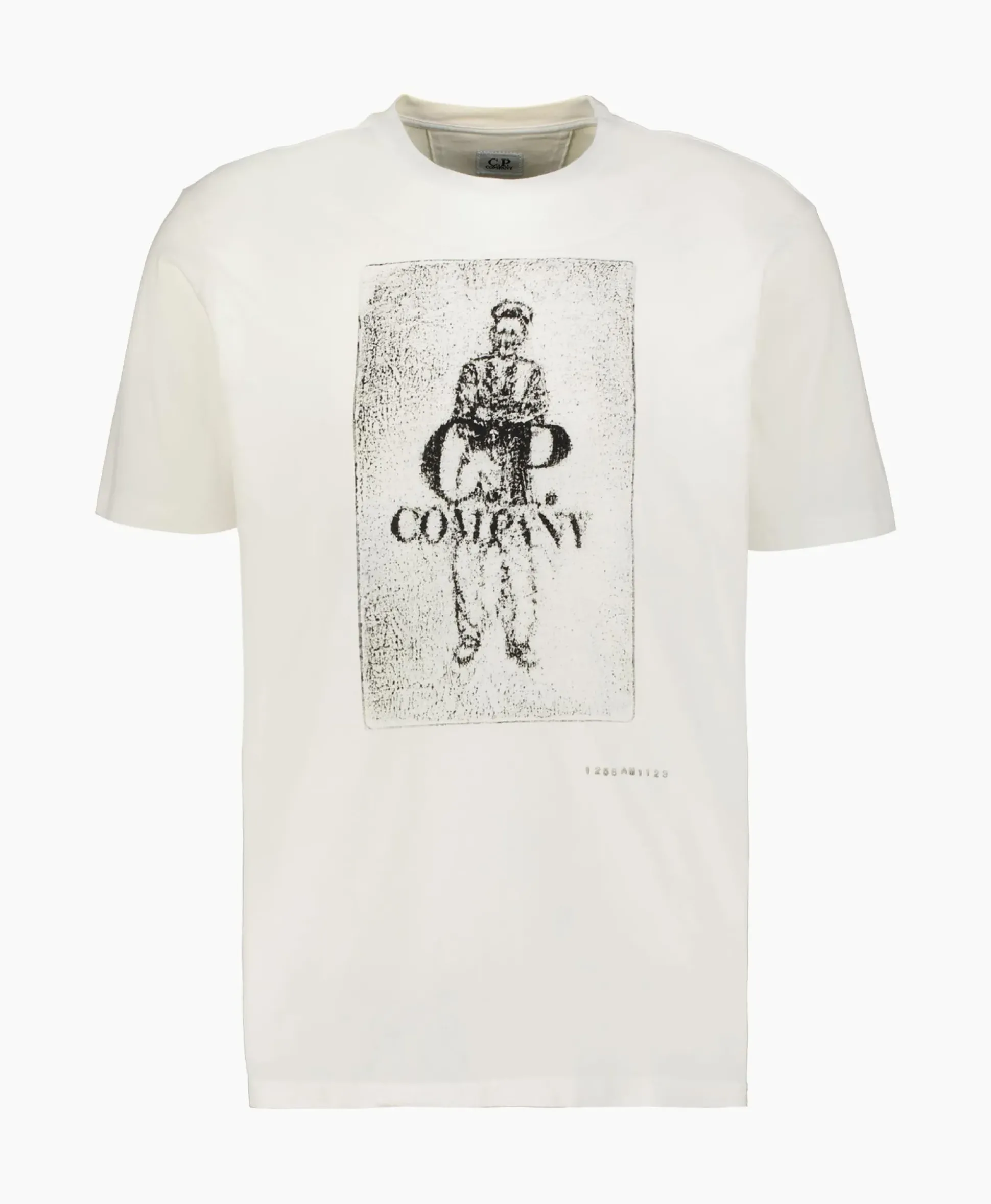 Cp Company T-Shirt Korte Mouw Jersey Artisinal Card Wit