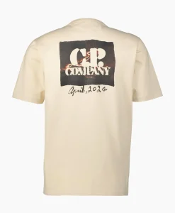 Cp Company T-Shirt Mercerized Jersey Graphic Ecru