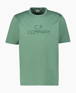 Cp Company T-Shirt Mercerized Jersey Twisted Logo Licht Groen