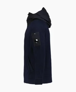 Cp Company Vest Cotton Mixed Hooded Knit Donker Blauw