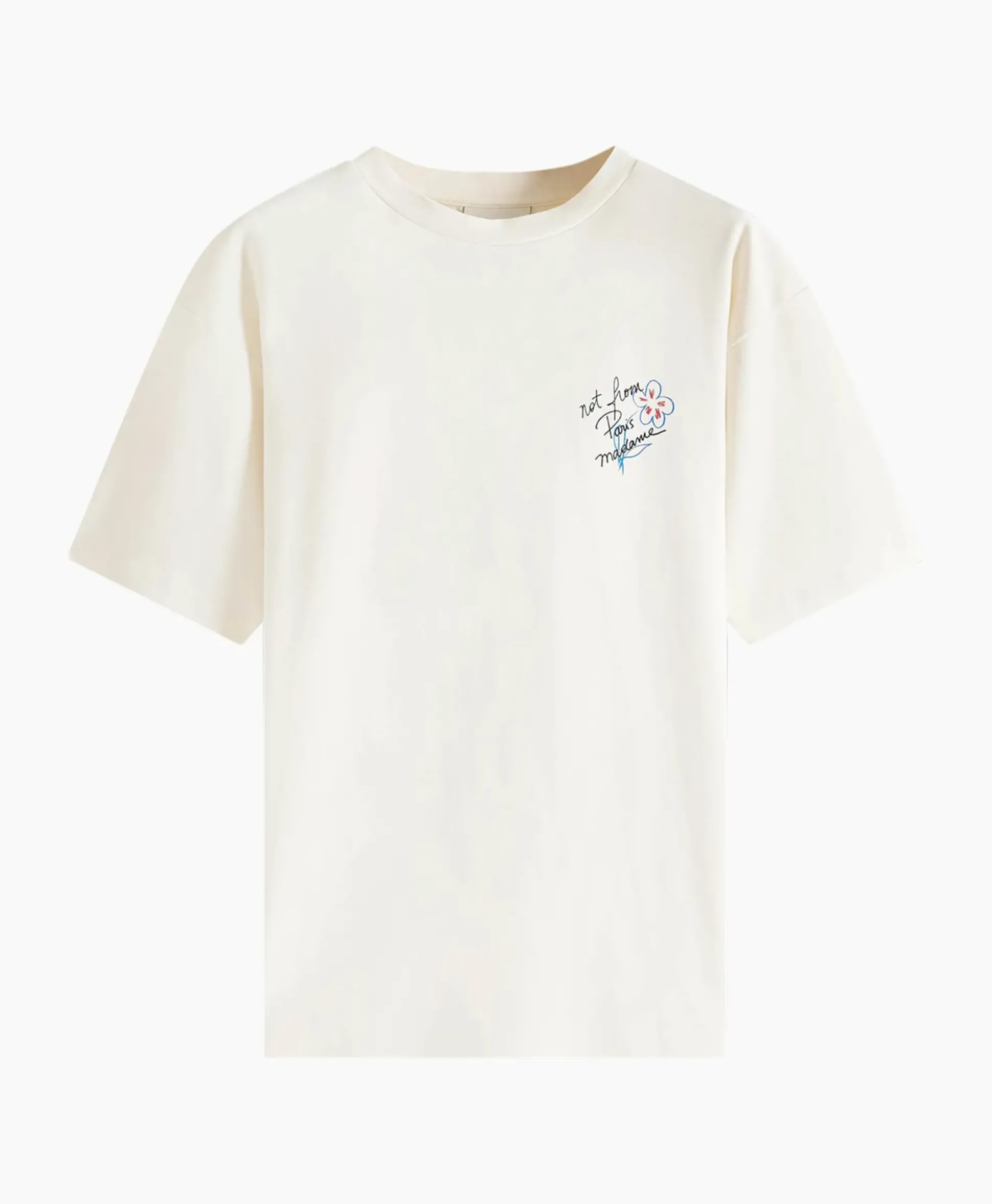 Drole De Monsieur Le T-Shirt Slogan Esquisse Ecru