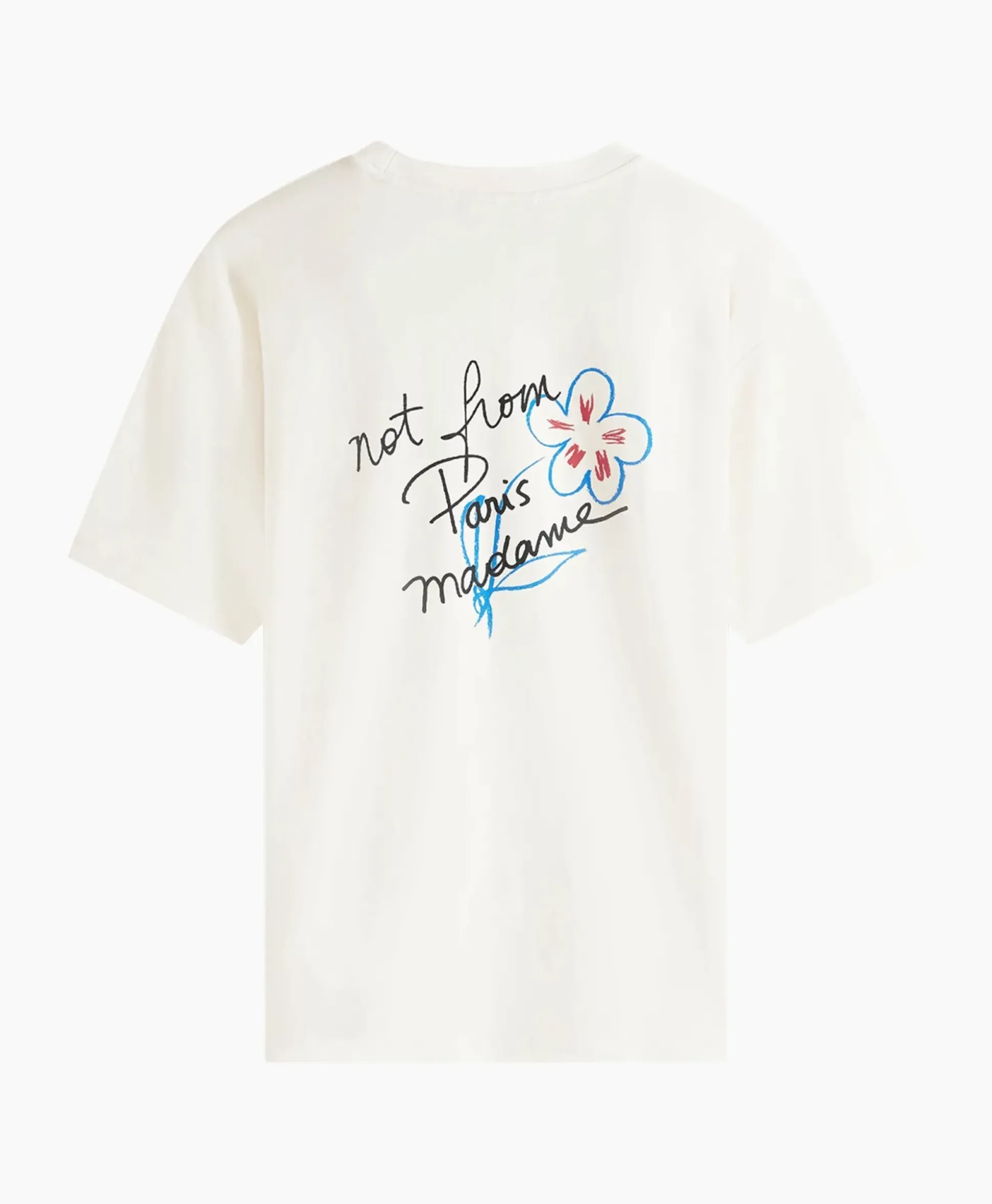 Drole De Monsieur Le T-Shirt Slogan Esquisse Ecru