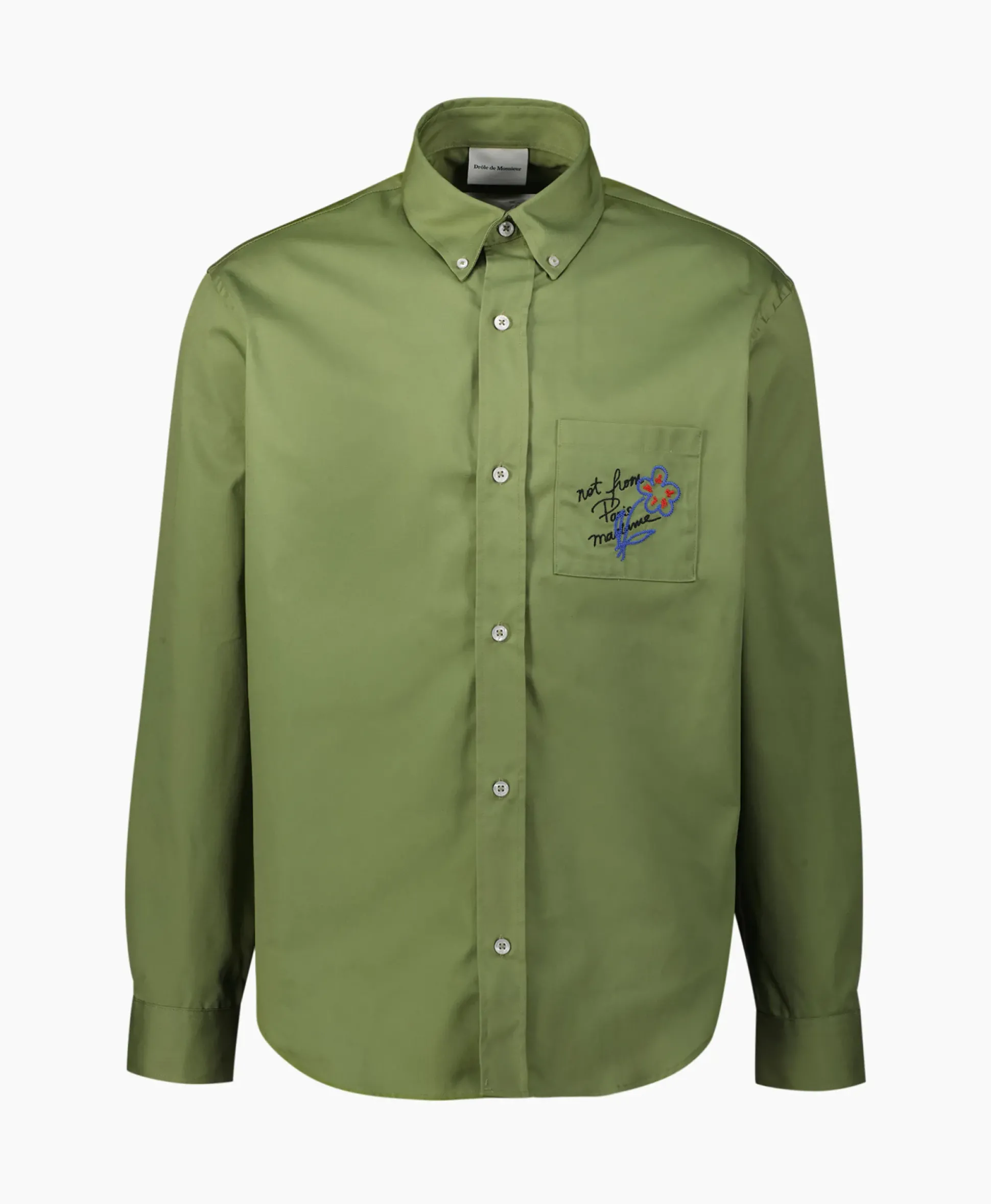Drole De Monsieur Overhemd La Chemise Slogan Esquisse Khaki