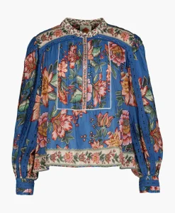 Farm Rio Blouse Wonderful Bouquet Blue Blauw