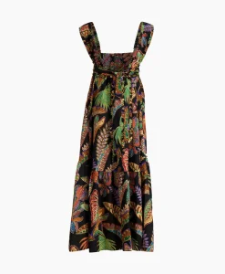 Farm Rio Maxi Jurk Cool Foliage Black Sleeveless Zwart
