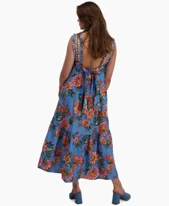 Farm Rio Maxi Jurk Wonderful Bouquet Blue Sleeveless Blauw