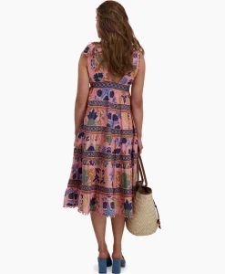 Farm Rio Midi Jurk Seashell Tapestry Pink Rose