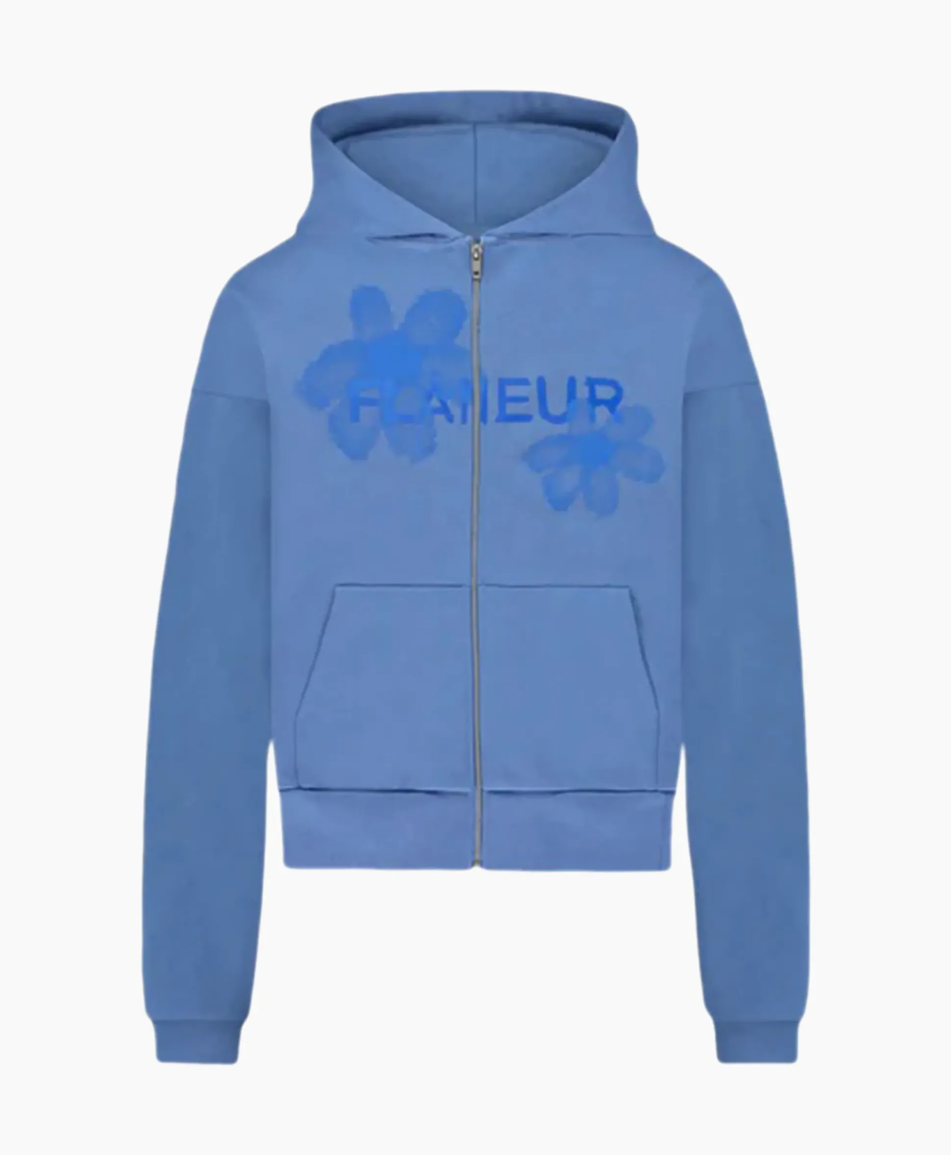 Flaneur Hoodie Floral Watercolor Zip Up Blauw