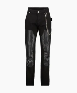 Flaneur Jeans Carpenter Straight With Leather Patches Zwart