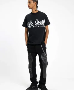 Flaneur Jeans Carpenter Straight With Leather Patches Zwart