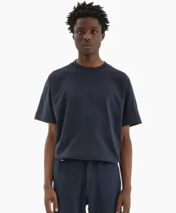 Flaneur T-Shirt Korte Mouw Atelier Sleeve Amblem Donker Blauw