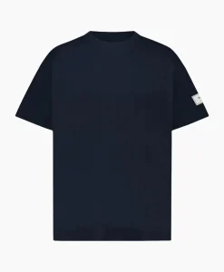 Flaneur T-Shirt Korte Mouw Atelier Sleeve Amblem Donker Blauw