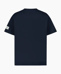Flaneur T-Shirt Korte Mouw Atelier Sleeve Amblem Donker Blauw