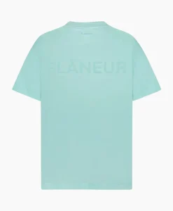 Flaneur T-Shirt Korte Mouw Tonal Logo Blauw