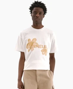 Flaneur T-Shirt Korte Mouw Floral Watercolor Wit