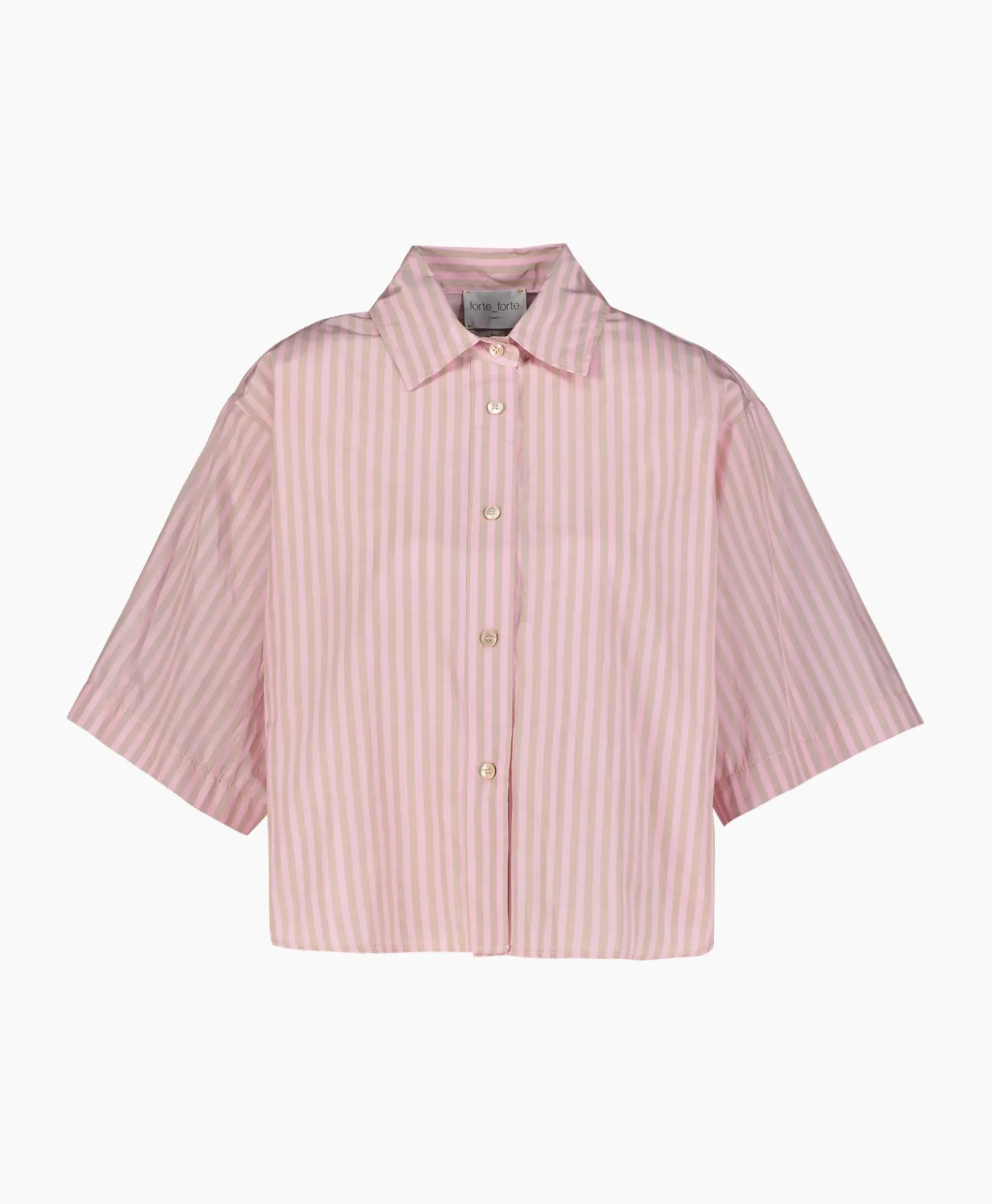 Forte_Forte Blouse Chic Striped Taffetas Half Sleeves Boxy Rose