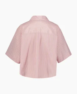 Forte_Forte Blouse Chic Striped Taffetas Half Sleeves Boxy Rose