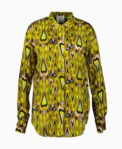 Forte_Forte Blouse Print Satin Shirt Norther Light Geel