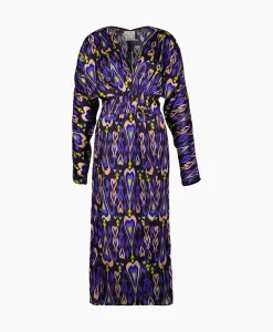 Forte_Forte Midi Jurk Print Satin Dress Norther Light Paars