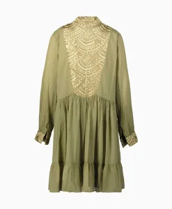Greek Archaic Kori Mini Jurk Short New All Over Cotton Goud