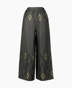 Greek Archaic Kori Pantalon Zig Zag Elastic Waist Khaki