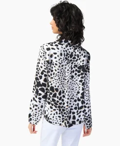 Joseph Ribkoff Blouse Lange Mouw Print Wikkel Zwart Dessin