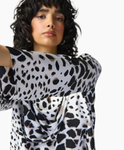 Joseph Ribkoff Blouse Lange Mouw Print Wikkel Zwart Dessin