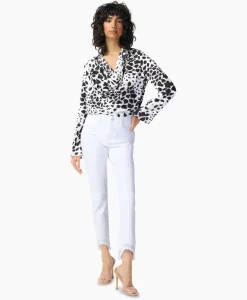 Joseph Ribkoff Blouse Lange Mouw Print Wikkel Zwart Dessin