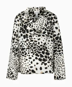 Joseph Ribkoff Blouse Lange Mouw Print Wikkel Zwart Dessin