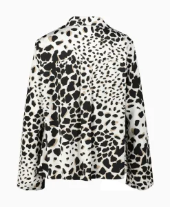 Joseph Ribkoff Blouse Lange Mouw Print Wikkel Zwart Dessin